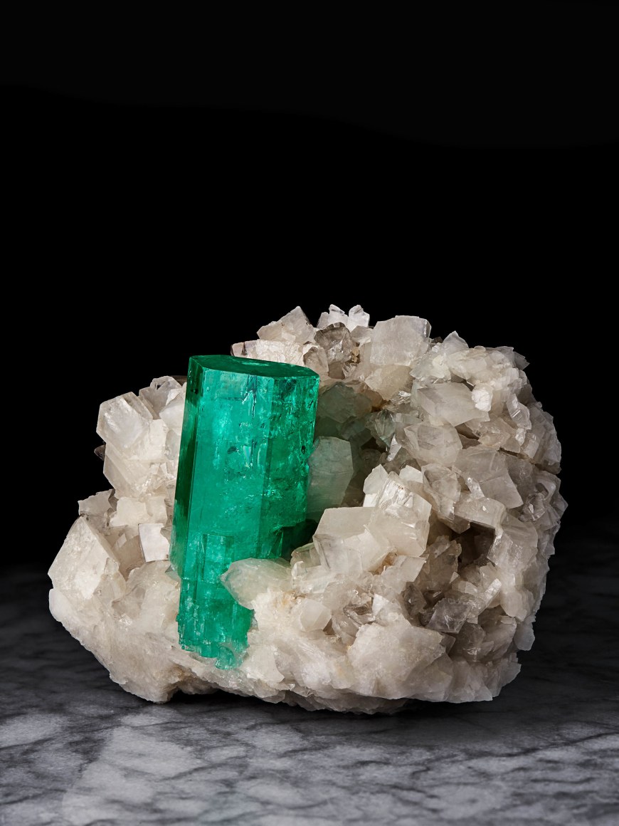 Emerald on Calcite