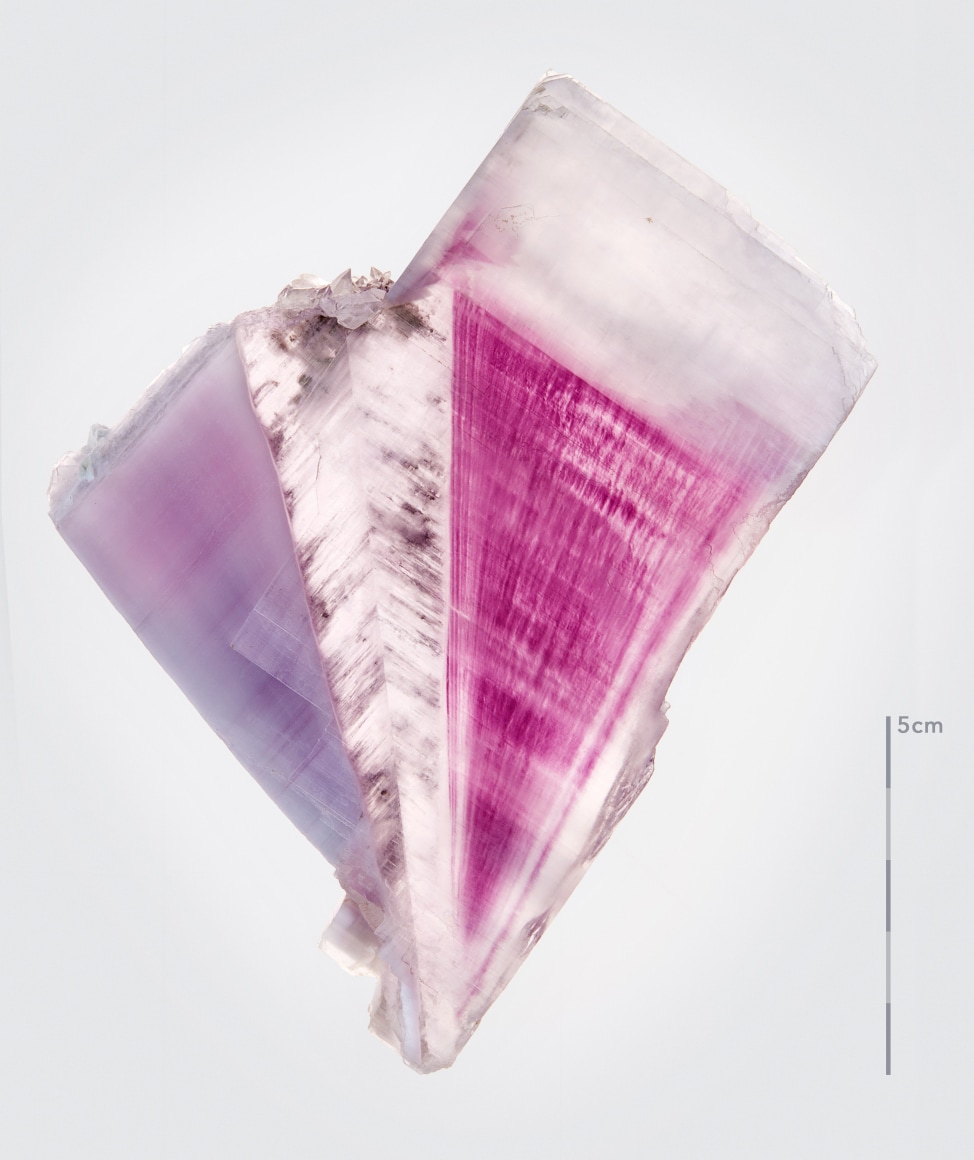 Fine mineral photograph of anhydrite on white for wilensky exquisite minerals habits exhibition.