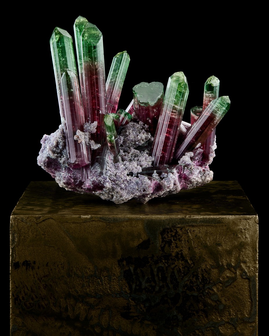 fine mineral photograph of tourmaline for Wilensky Exquisite Minerals Habits exhibtion.