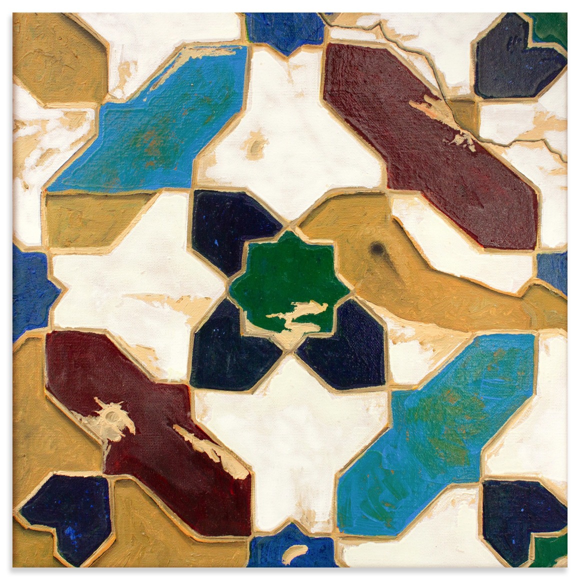 JAMES RAZKO Tile Composition in Red and Green, 2023