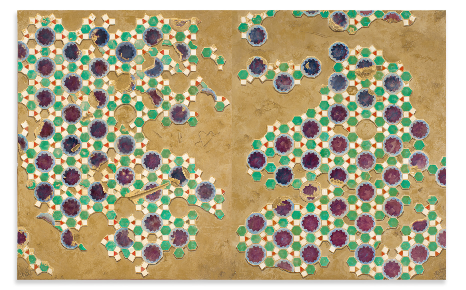 JAMES RAZKO Tile Composition in Green and Blue, 2023