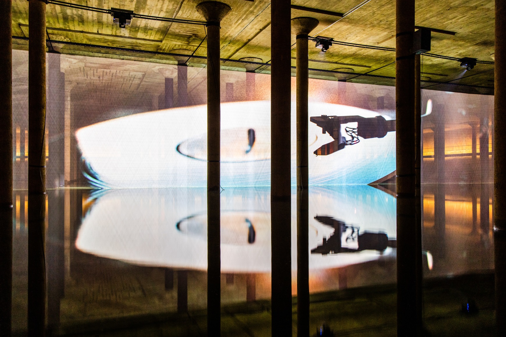 anri sala, installation view of time no longer, buffalo bayou park cistern, houston, 2021