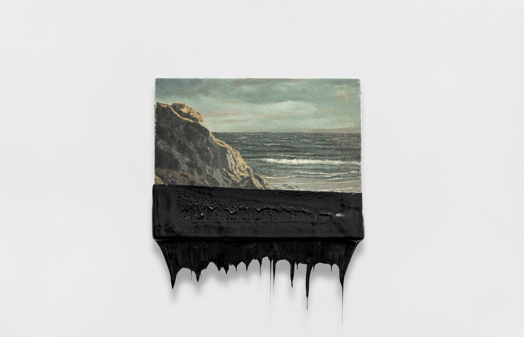 minerva cuevas rock and steady sea, 2022 &oacute;leo sobre lienzo sumergido en chapopote