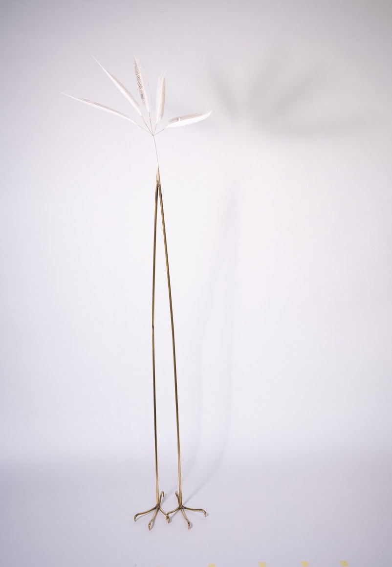 Petrit Halilaj,&nbsp;Here To Remind You, 2023, Brass, natural feather