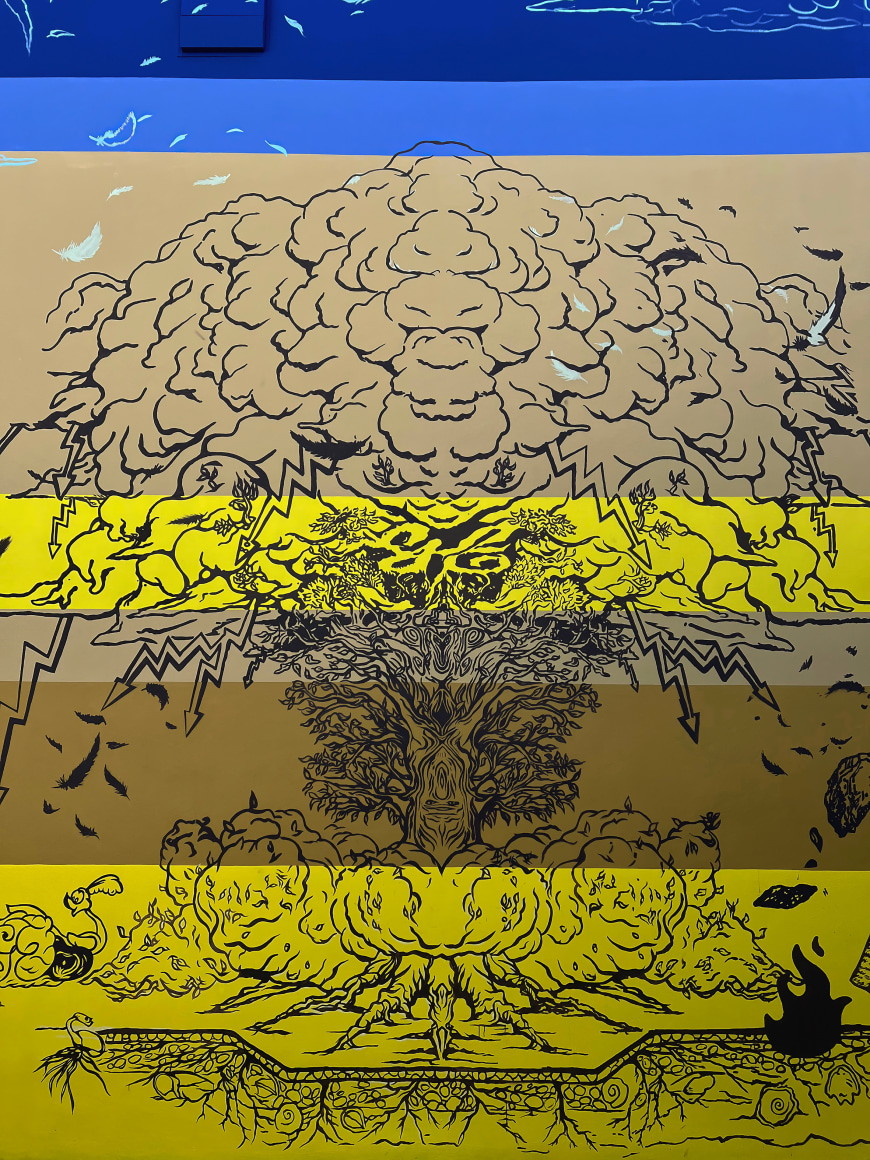 installation view minerva cuevas&nbsp;dust rising from the dances (in process), site santa fe, 2025.&nbsp;, 
