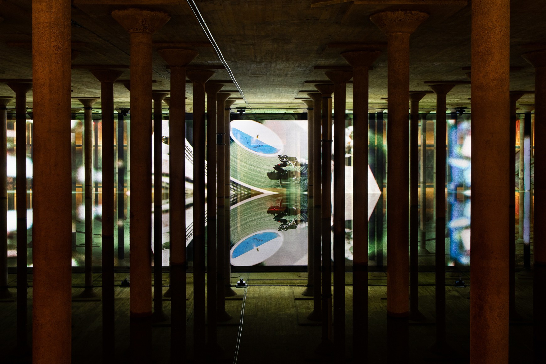 anri sala, installation view of time no longer, buffalo bayou park cistern, houston, 2021