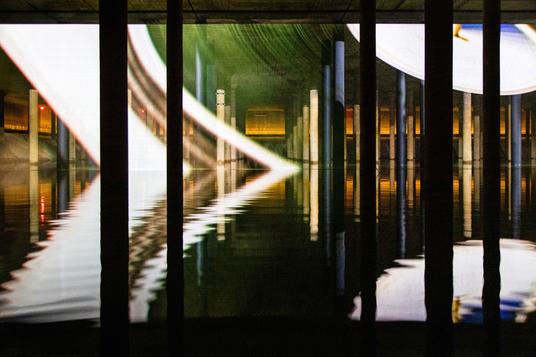 anri sala, installation view of time no longer, buffalo bayou park cistern, houston, 2021