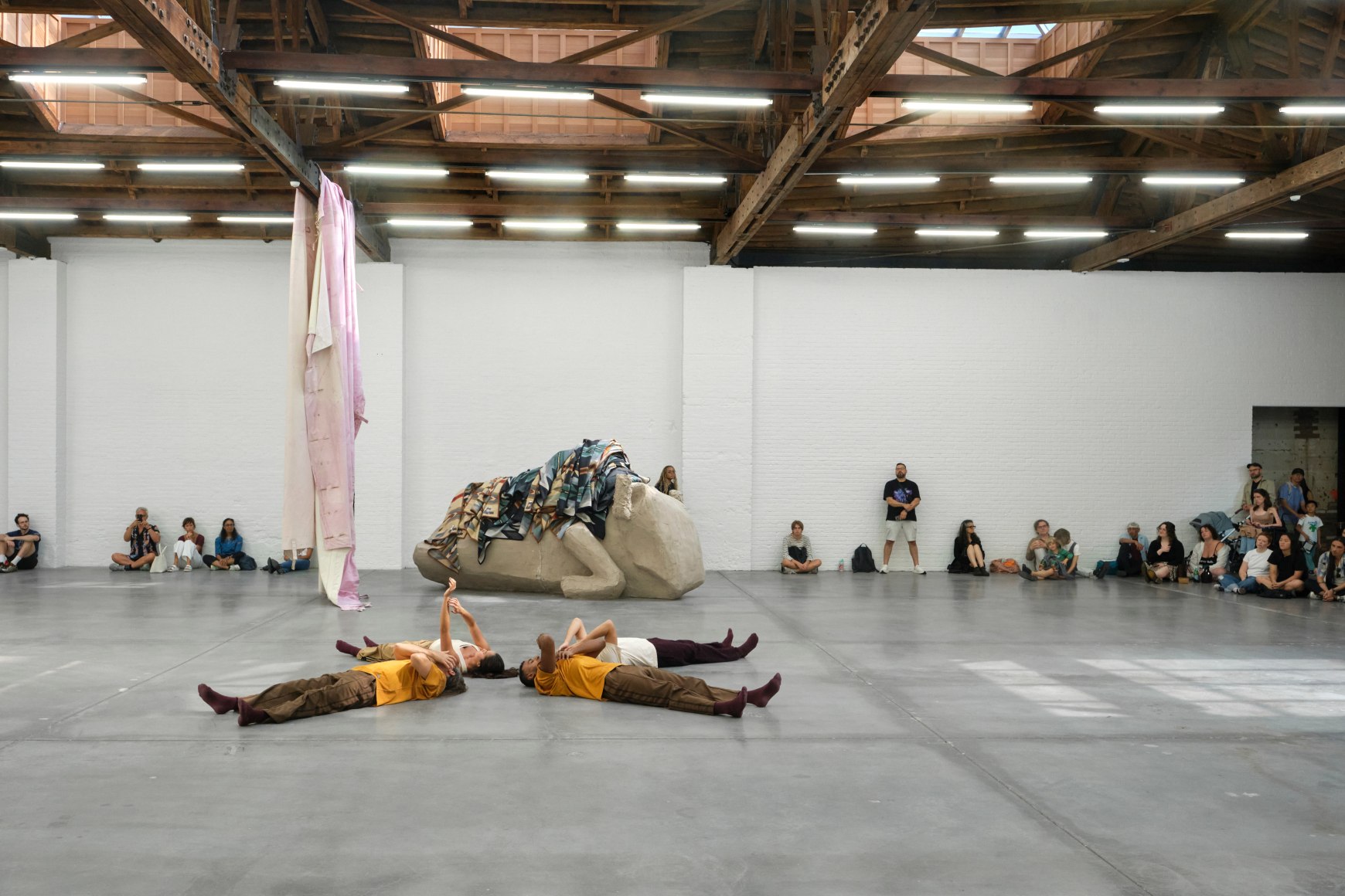 tanya lukin linklater, performance buffalo unit for&nbsp;bison bison (dance_hum for dirtbath) at&nbsp;duane linklater 12 + 2,&nbsp;dia chelsea, new york, 2025. photo don stahl. courtesy dia art foundation, 
