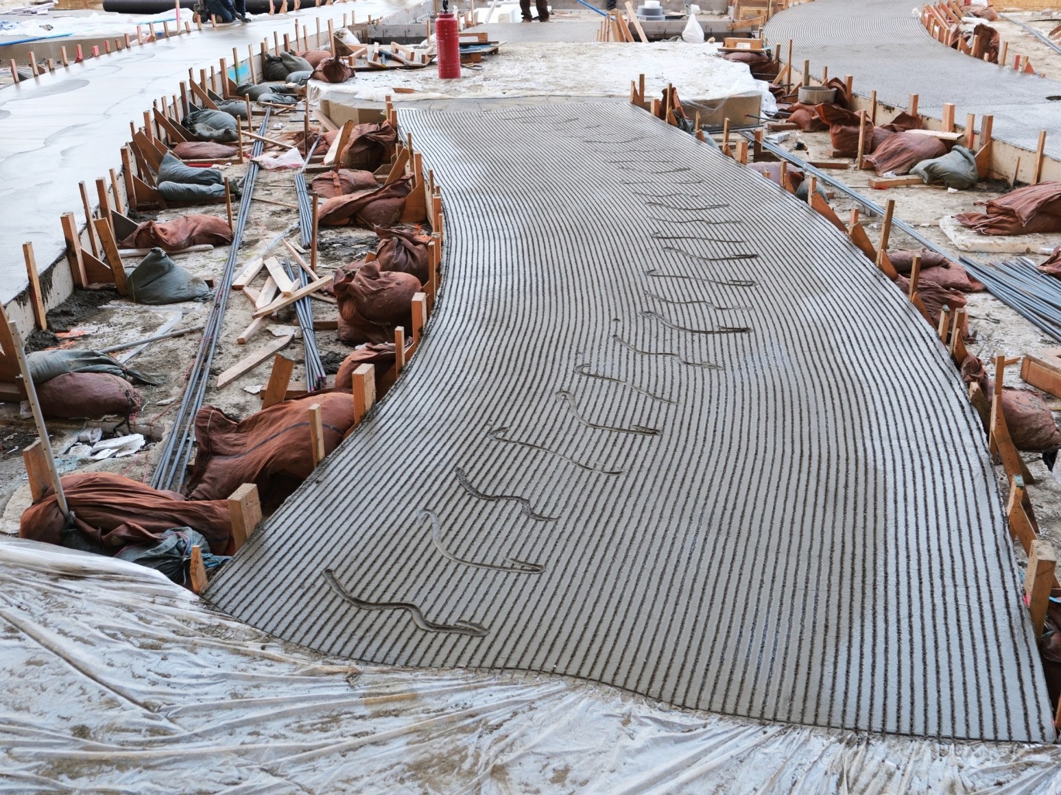 installation process mariana castillo deball feathered changes, los angeles county museum of art. lacma 2025. photo: courtesy the artist