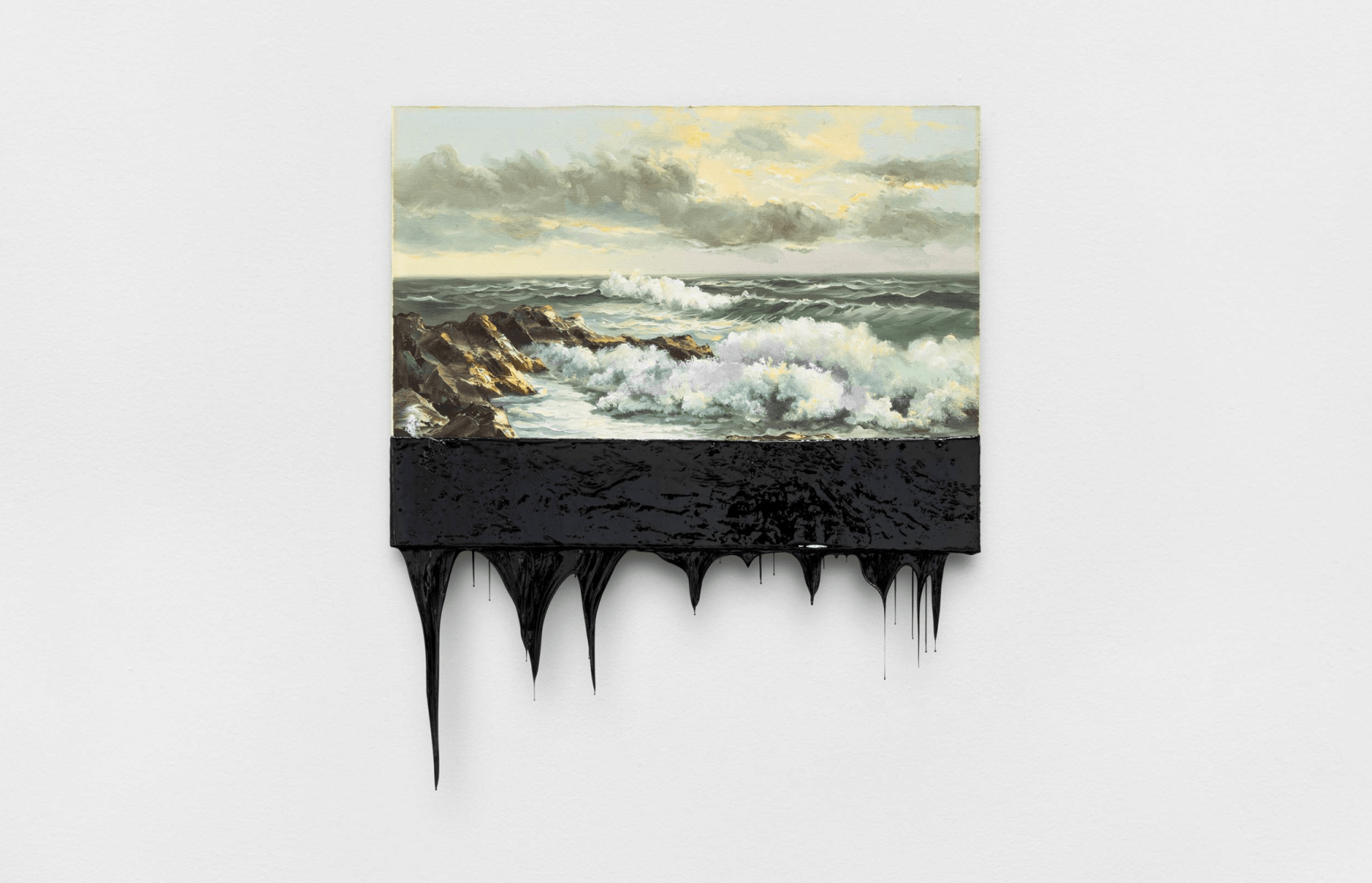 minerva cuevas gold coast, 2023 &oacute;leo sobre lienzo sumergido en chapopote