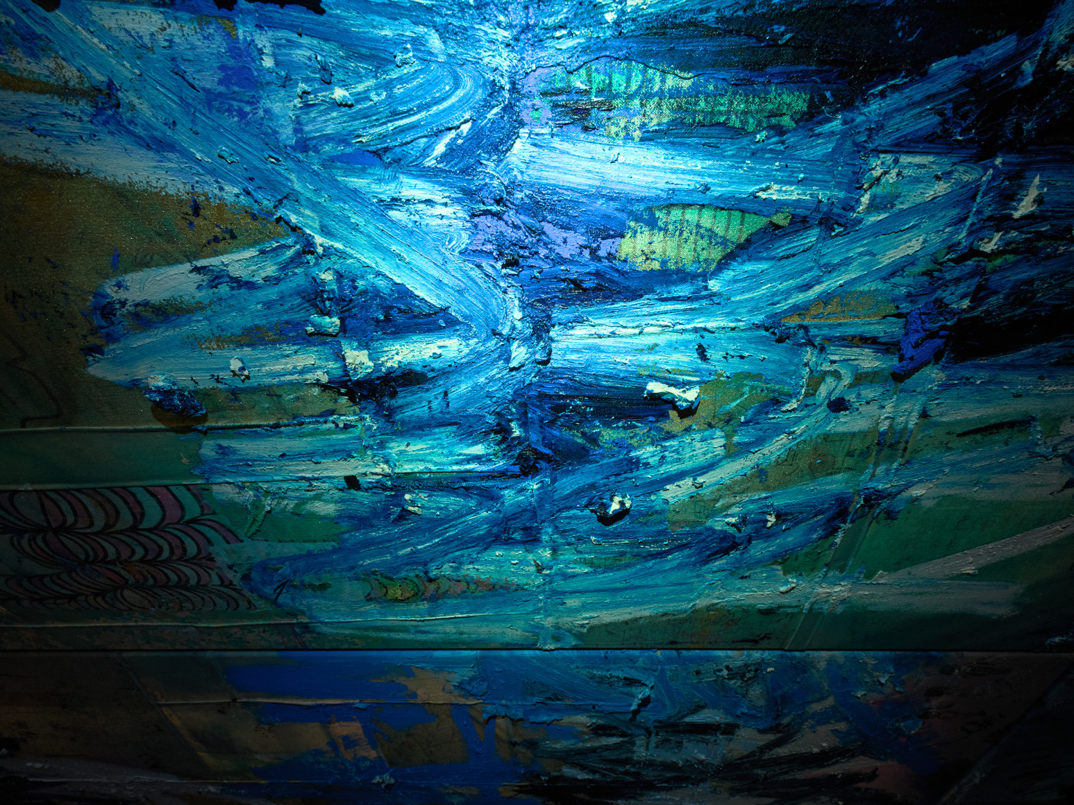 installation view oscar murillo: a see of history at inserzioni, castello di rivoli, 2025. photo tim bowditch⁠. courtesy of the artist oscar murillo⁠, 
