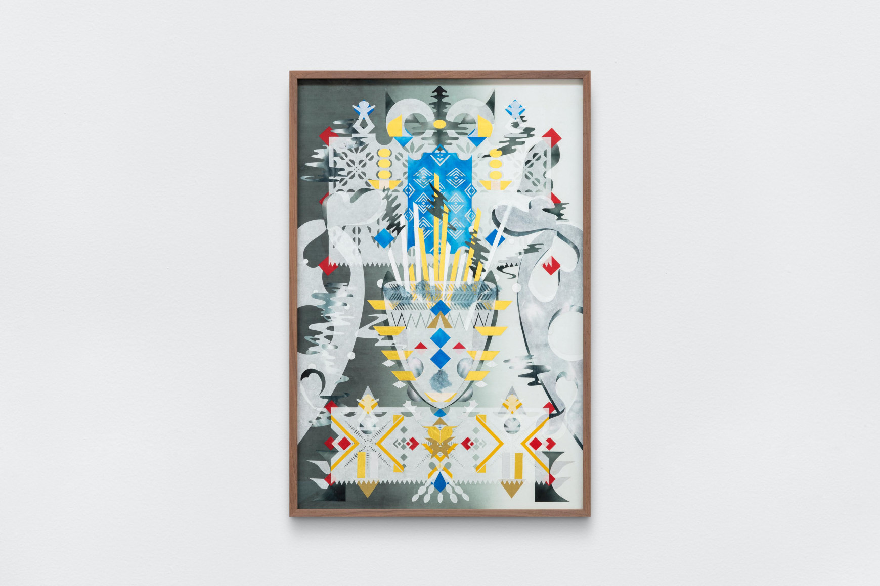 haegue yang chilly billowing censer soul site &ndash; mesmerizing mesh #222, 2023 hanji, washi, papel origami sobre alu-dibond, enmarcado