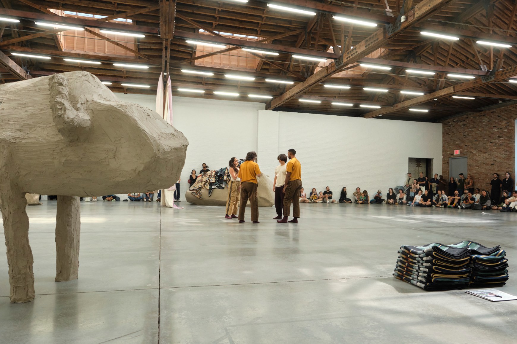 tanya lukin linklater, performance buffalo unit for&nbsp;bison bison (dance_hum for dirtbath) at&nbsp;duane linklater 12 + 2,&nbsp;dia chelsea, new york, 2025. photo don stahl. courtesy dia art foundation, 
