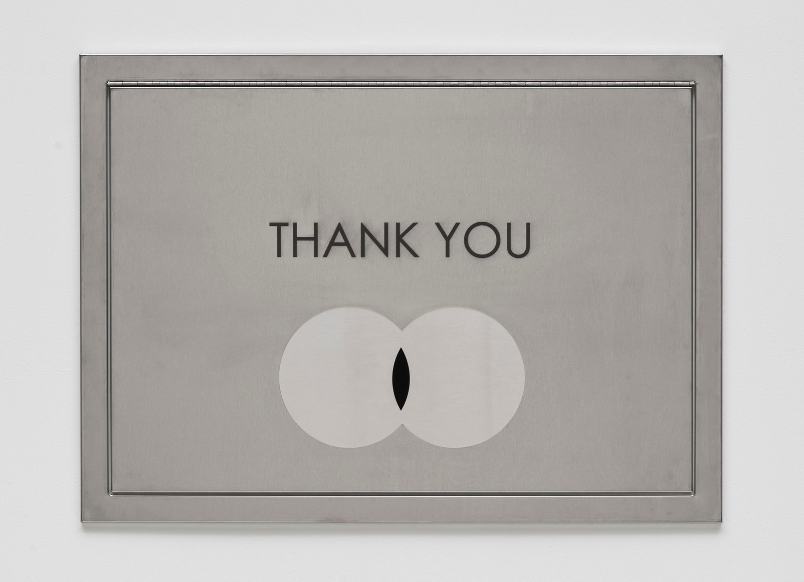 gabriel kuri.&nbsp;thank you hole rp01, 2014, processed stainless steel, printing ink&nbsp;