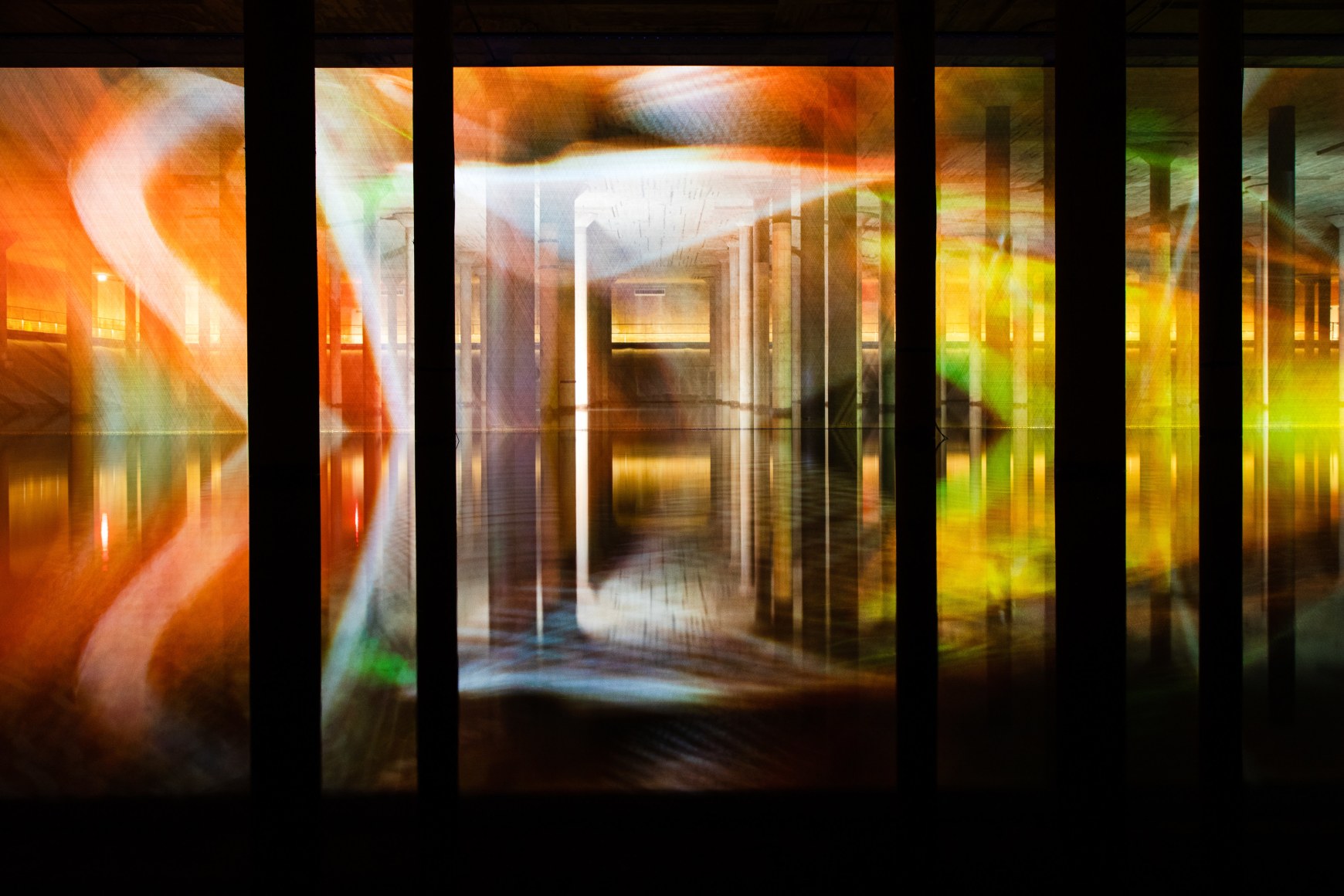 anri sala, installation view of time no longer, buffalo bayou park cistern, houston, 2021