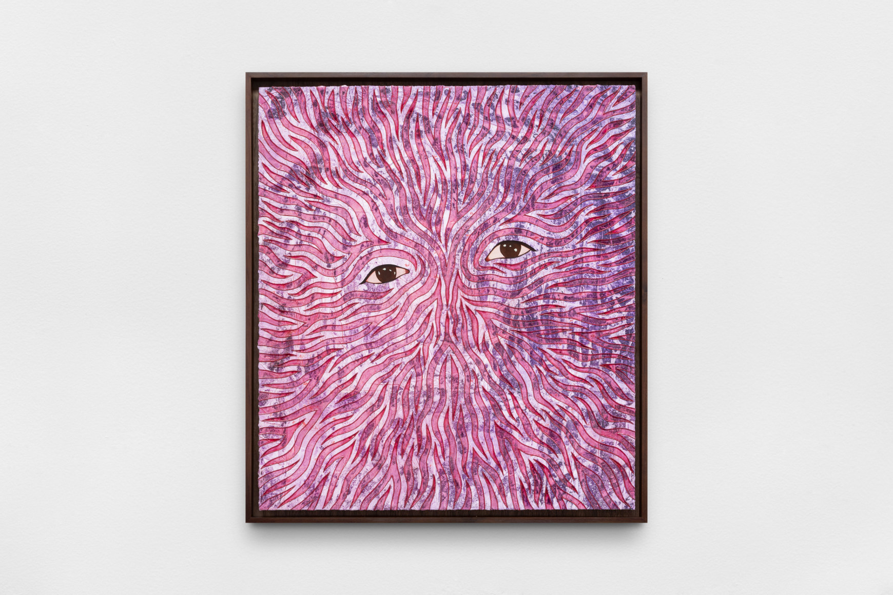 felipe baeza: sonder (laura), 2025, ink, acrylic, watercolor, cut paper, varnish, and twine on paper., 
