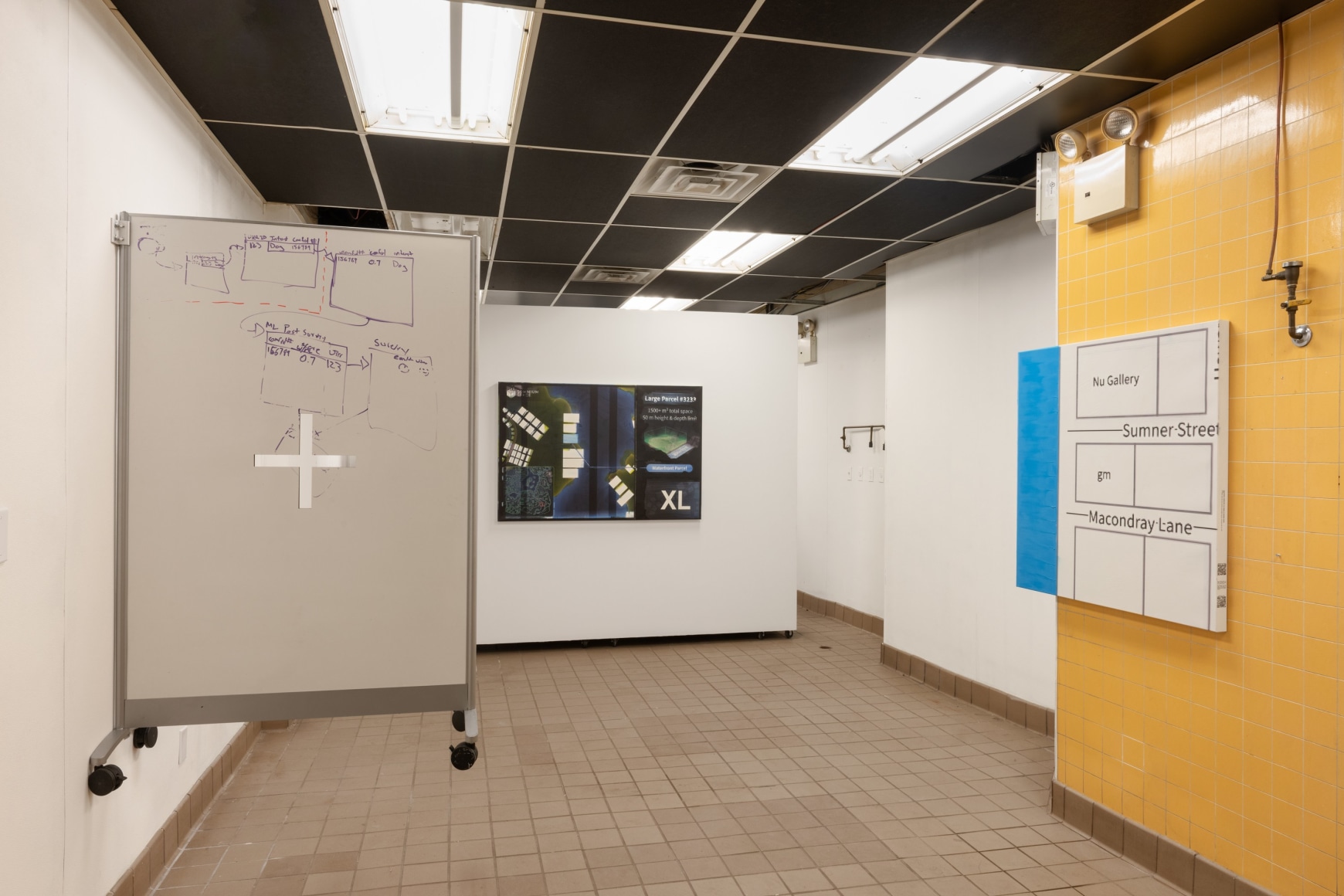 Installation view, Simon Denny, Read, Write, Own, Dunkunsthalle, New York, 2024