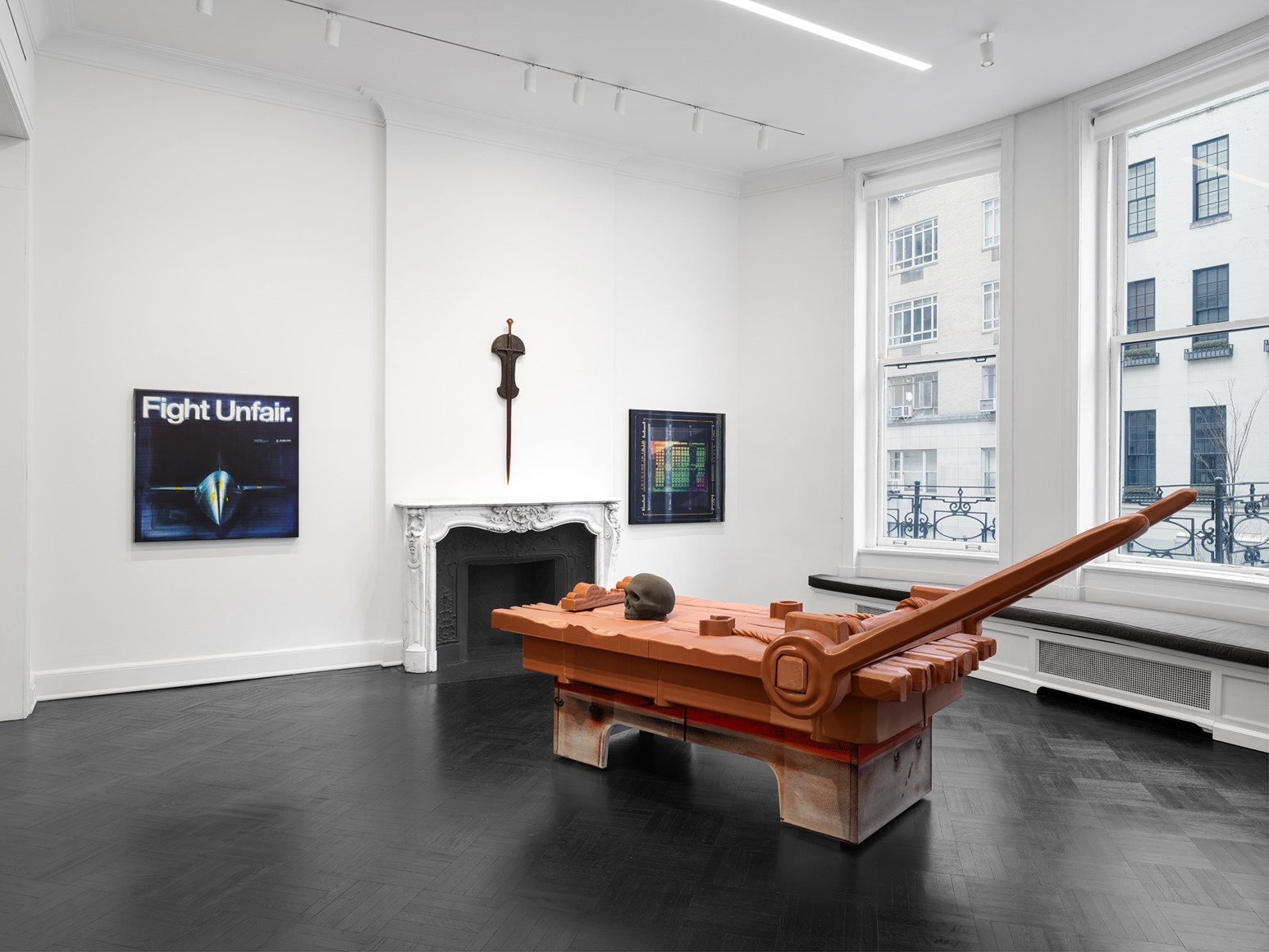 Installation view, Simon Denny, Dungeon, Petzel, New York, 2024