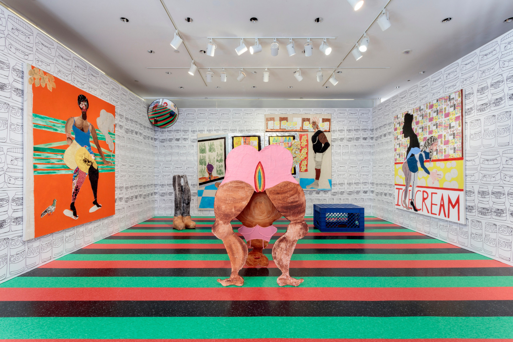 Installation view, Tschabalala Self, Bodega Run, Hammer Museum, Los Angeles, 2019