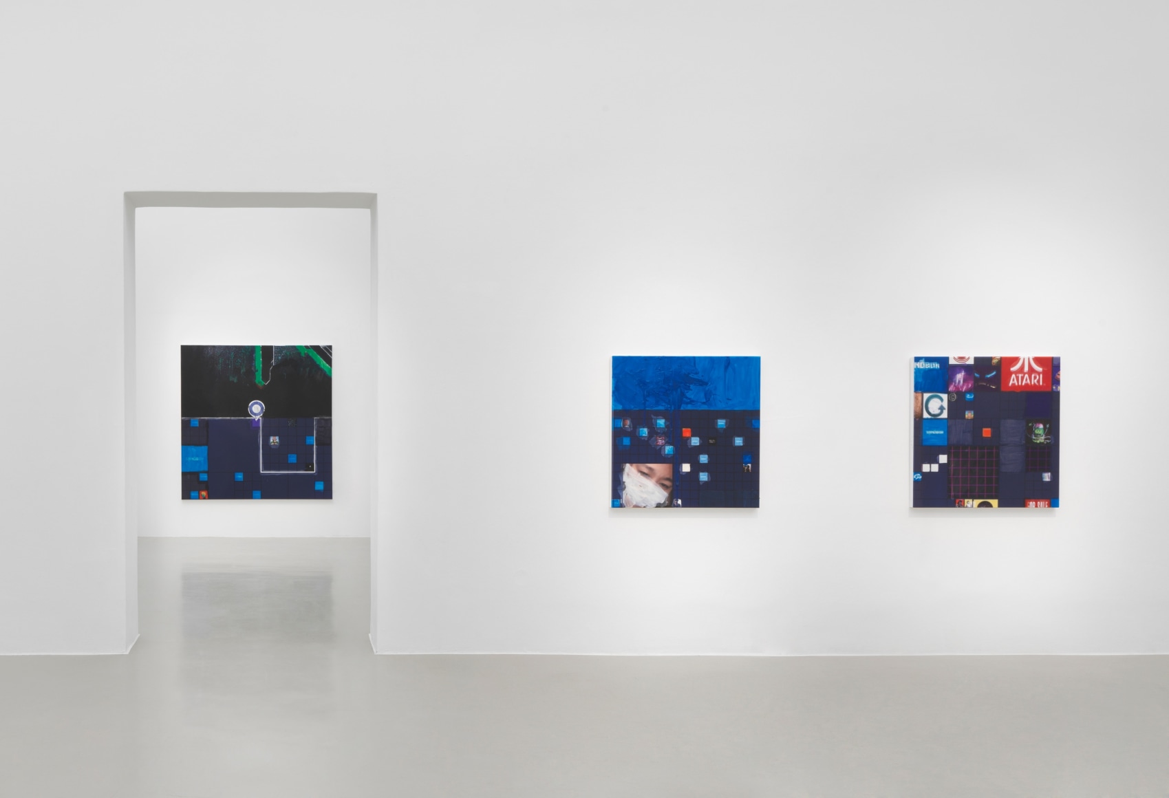 Installation view, Simon Denny, Metaverse Landscapes, Kunstverein Hannover, 2023