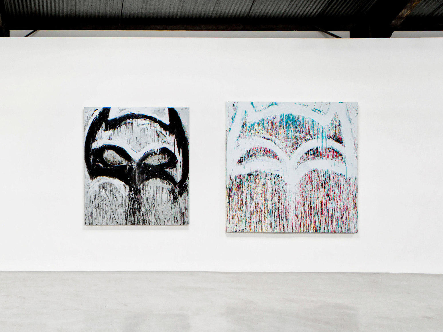 Installation view, Joyce Pensato: I Killed Kenny, Santa Monica Museum of Art, 2013.