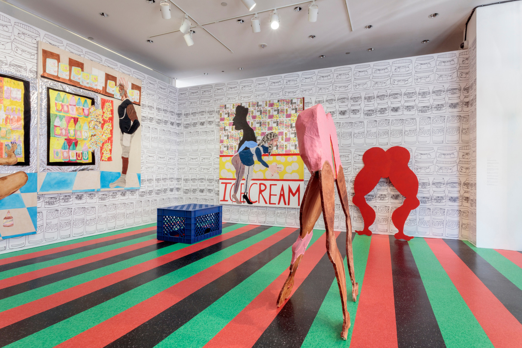 Installation view, Tschabalala Self, Bodega Run, Hammer Museum, Los Angeles, 2019