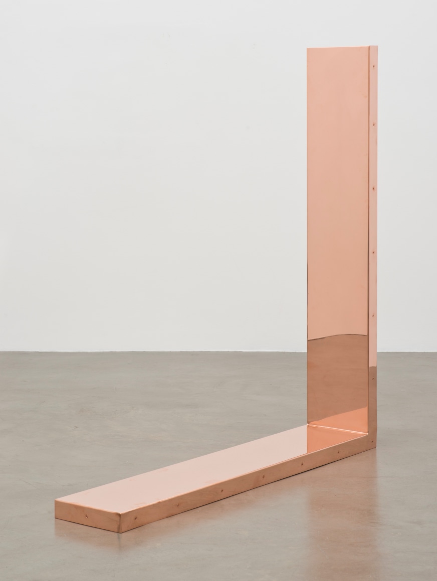 Walead Beshty, Copper Surrogate (60&rdquo; x 120&rdquo; 48 ounce C11000 Copper Alloy, 90&ordm; Bend, 60&rdquo; Bisection/Section 4: April 12/June 19, 2017, New York, New York, June 20&ndash;21/October 16, 2017, New York, New York; May 22&ndash;23/September 12, 2019, Geneva, Switzerland; January 10&ndash;16/August 13, 2020, Winterthur, Switzerland; September 24, 2022, New York, New York), 2017&ndash;