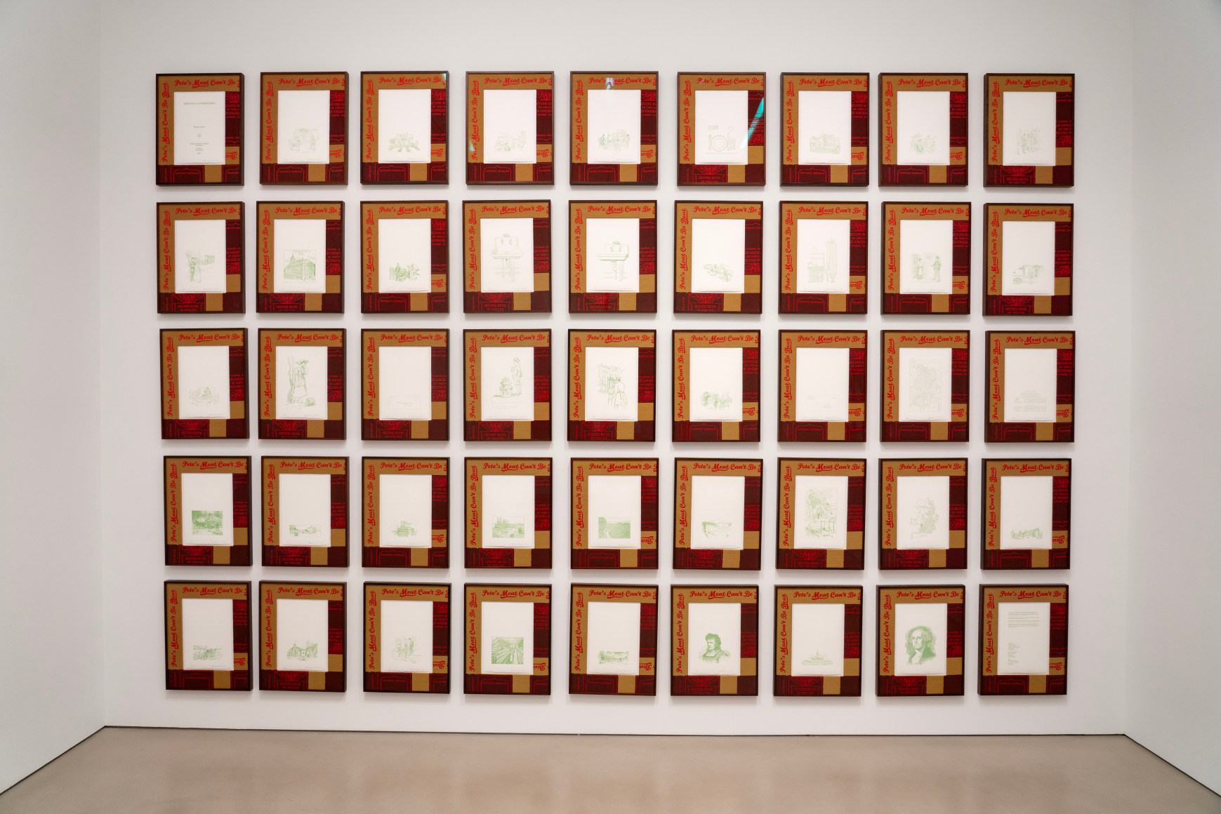 Installation view, Stephen Prina: English for Foreigners (abridged: the sequel), Petzel, 2025.