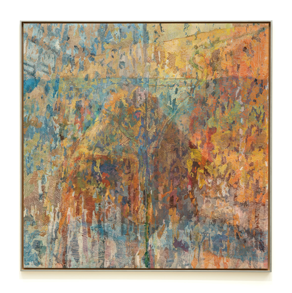 Untitled, 2025, Oil and metallic paint on canvas, stretched over birch and engraved