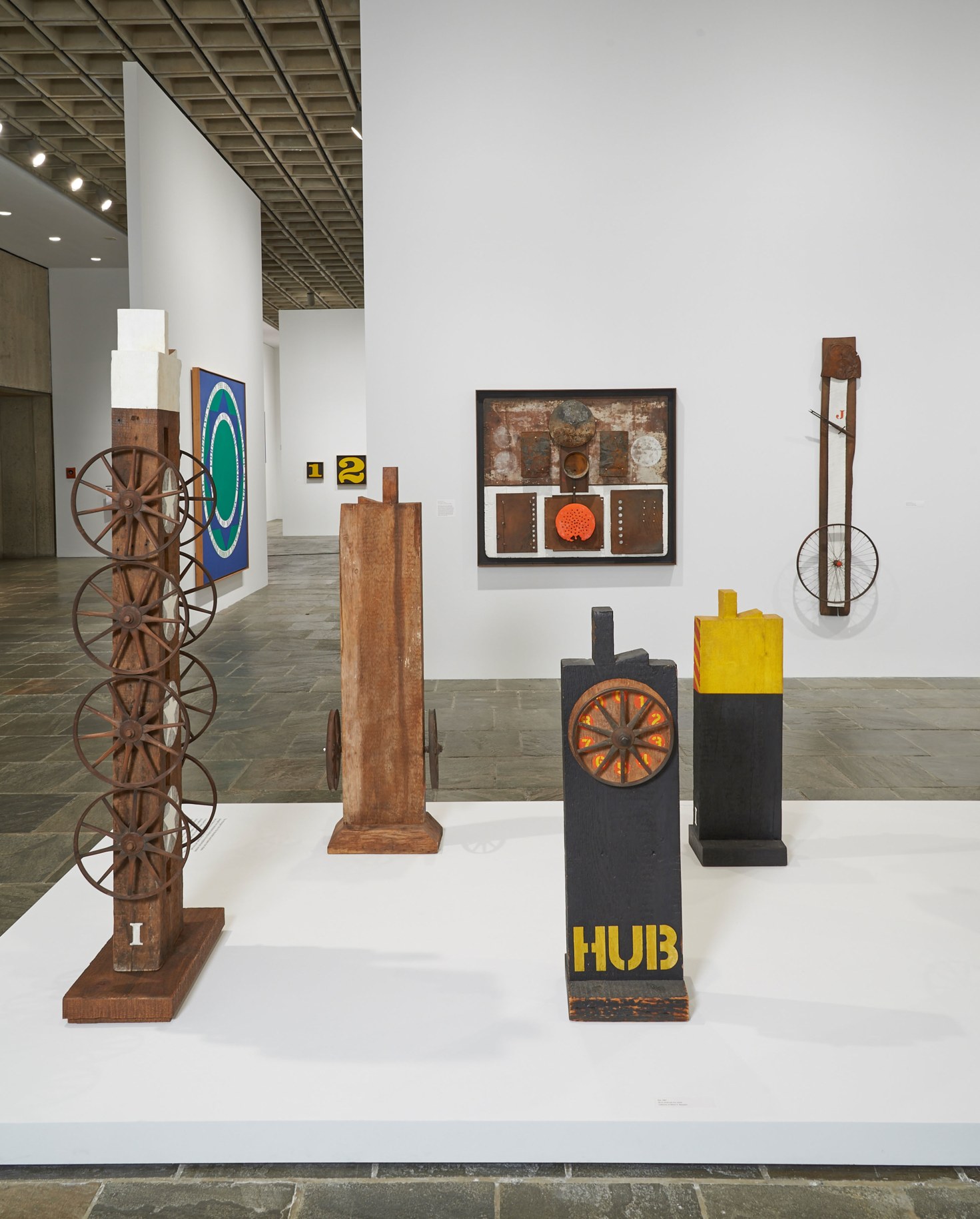Installation view of&nbsp;Robert Indiana: Beyond LOVE, Whitney Museum of American Art, New York, September 26, 2013&ndash;January 5, 2014, with Jeanne d&rsquo;Arc (1960&ndash;62) hanging on the far right, &nbsp;