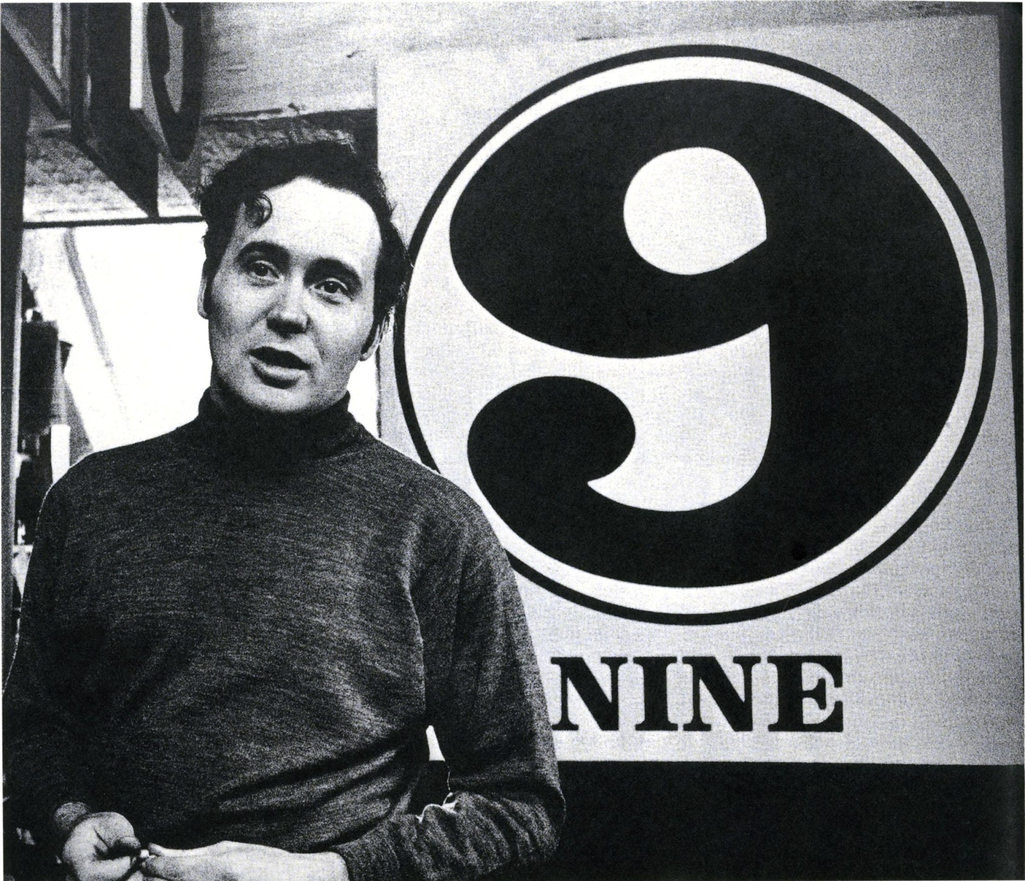 Robert Indiana in his studio with Nine (1965). Photo: Hans Namuth,&nbsp;Hans Namuth Archive, Center for Creative Photography &copy; 1991 Hans Namuth Estate