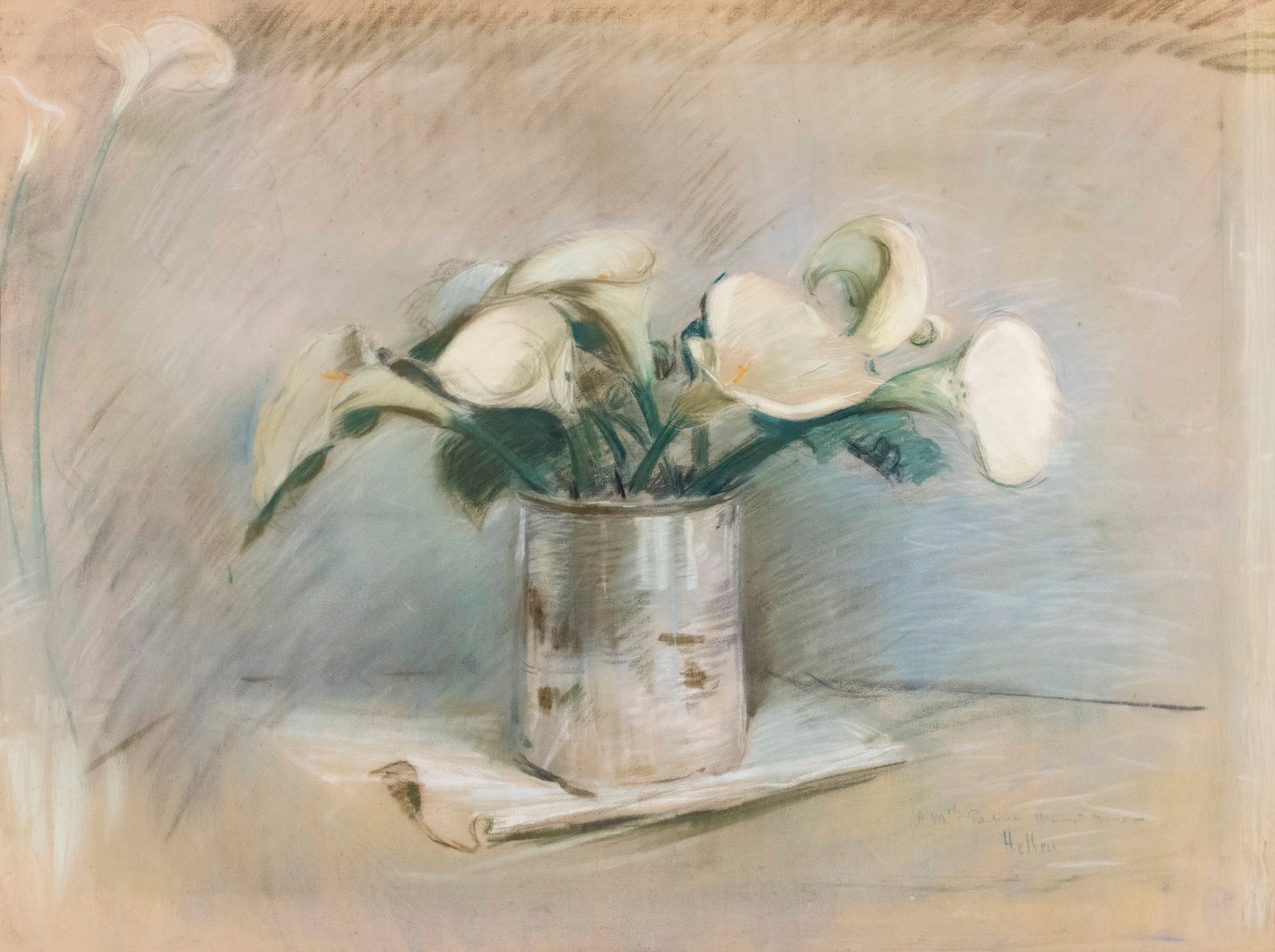 Paul-Cesar Helleu Arum Lilies   Pastel on canvas 29 1/2 x 39 5/8 inches