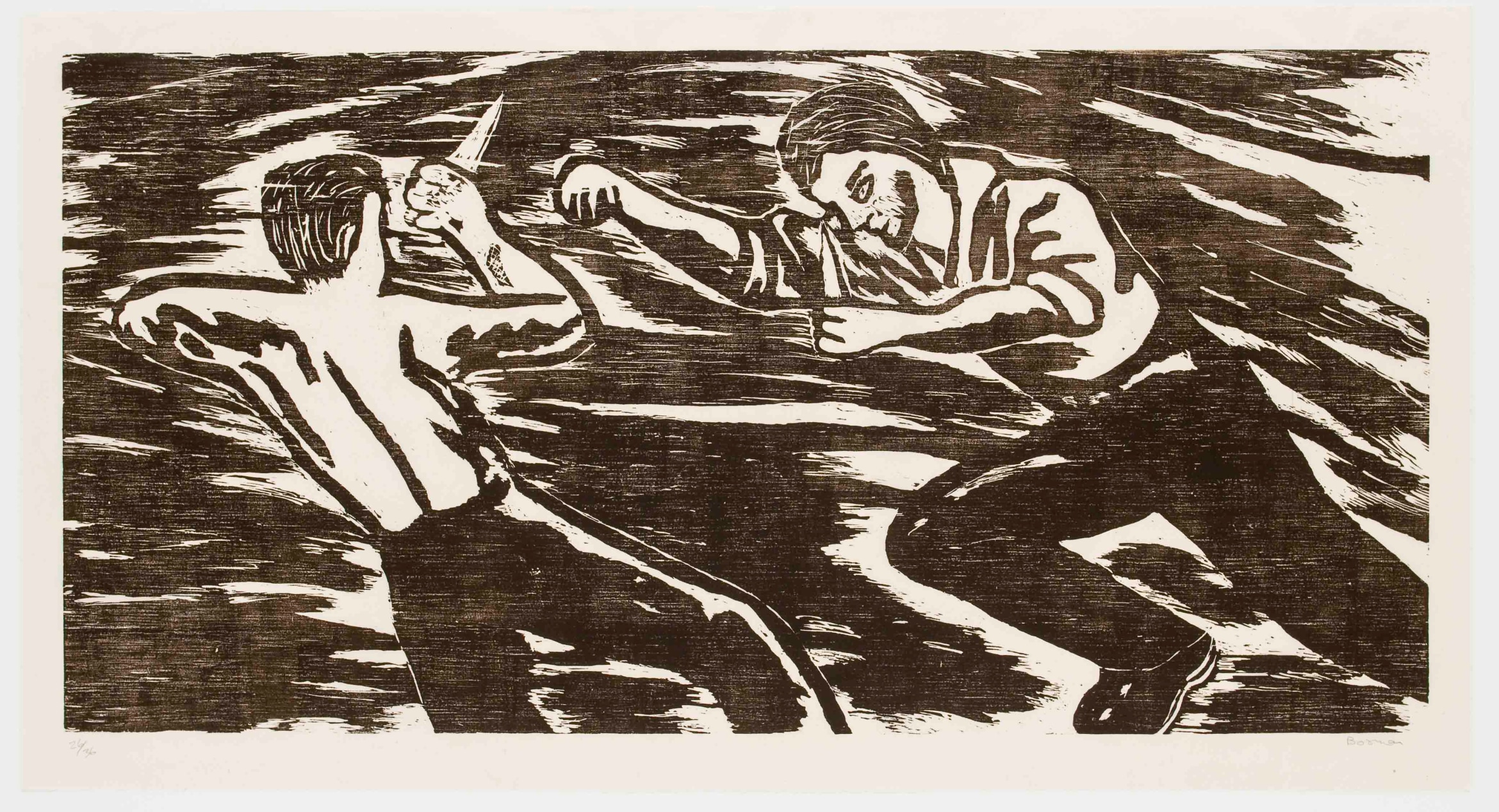 bosman the fight woodcut