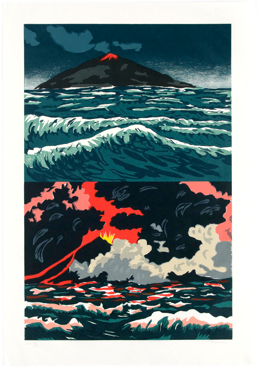 Bosman volcano woodcut