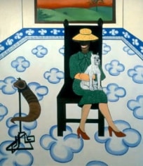 Joan Brown Woman and Dog with Chinese Rug