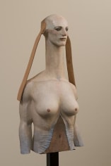 Sphinx Talking with Forest, 2008, Painted camphor wood, marble and leather, 41.54 x 20.47 x 12.6 inches (105.5 x 52 x 32 cm), Private Collection