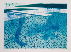 David Hockney, Lithograph of water made of thick and thin lines and two light blue washes, 1978-80, Lithograph
