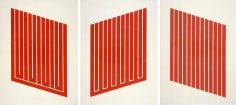 Donald Judd, Untitled, 1961-69, complete set of seven&nbsp;woodcuts in cadmium red