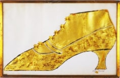 Andy Warhol, Large Gold Shoe, 1957,&nbsp;Ink, gold leaf, and gold collage on paper