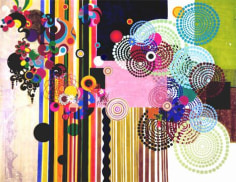 BEATRIZ MILHAZES, Pacaembu, 2004, acrylic on canvas, 105 3/4 X 135 inches