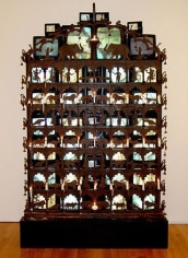 NAM JUNE PAIK, Elepahnt Gate, 1995, televisions, cabinet, electronic equipment, 117 x 70 x 37 inches