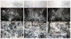 AMY SCHISSEL | CYBERFIELDS | 3 OF 9 PANELS | ACRYLIC, INK, CHARCOAL, MIXED MEDIA ON PAPER | 96 X 132 INCHES | 2012