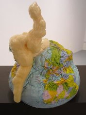 One Thing Leads to Another #14, 2010-11, Mixed media: cement, polyurethane foam, plastic globe (Israeli beach ball).