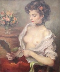 Marcel Dyf Model in an Interior Oil on canvas