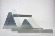Menashe Kadishman Israeli Wave Aluminum and Glass Sculpture