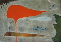 Yohanan Simon Gouache on Paper Abstract 1963