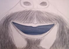 Drawing of smiling bearded face