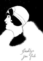 Black and white poster of flapper, reading 'goodbye you fool'