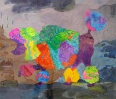 Painting of colorful poodle