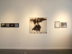 Photos and painting, installation view